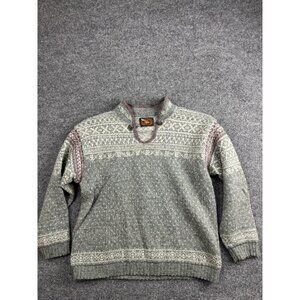 Vintage Alps Sweater Womens Medium Gray Fair Isle Wool Blend Mock Neck USA Knit